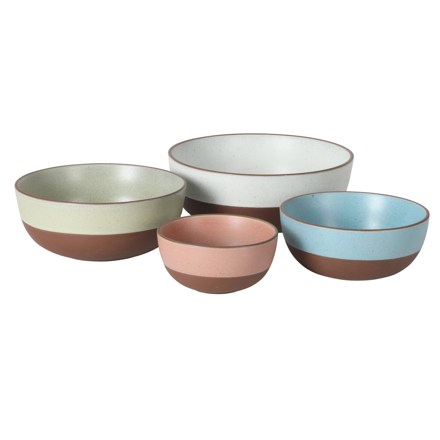 Gibson Elite William Crest 4 Piece Nesting Bowl Set, Round Stoneware Mixing Bowls, Reactive Glaze Finish, 5”, 6.25”, 7.5”, 9”, Prep & Serving Bowls, Microwave & Dishwasher Safe - Green