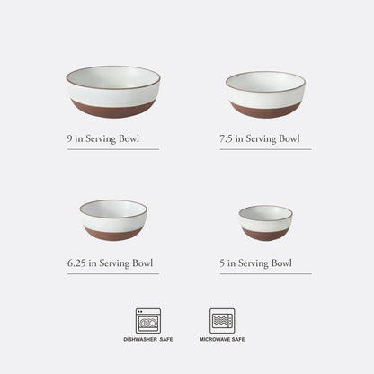 Gibson Elite William Crest 4 Piece Nesting Bowl Set, Round Stoneware Mixing Bowls, Reactive Glaze Finish, 5”, 6.25”, 7.5”, 9”, Prep & Serving Bowls, Microwave & Dishwasher Safe - Green
