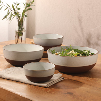 Gibson Elite William Crest 4 Piece Nesting Bowl Set, Round Stoneware Mixing Bowls, Reactive Glaze Finish, 5”, 6.25”, 7.5”, 9”, Prep & Serving Bowls, Microwave & Dishwasher Safe - Green