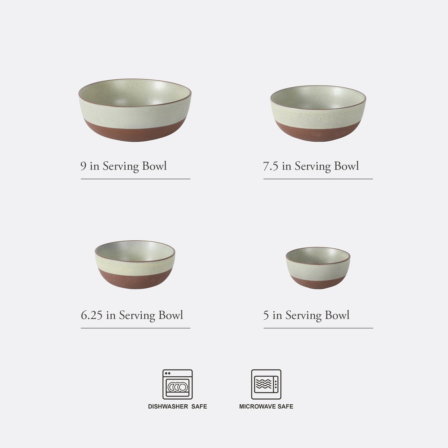 Gibson Elite William Crest 4 Piece Nesting Bowl Set, Round Stoneware Mixing Bowls, Reactive Glaze Finish, 5”, 6.25”, 7.5”, 9”, Prep & Serving Bowls, Microwave & Dishwasher Safe - Green