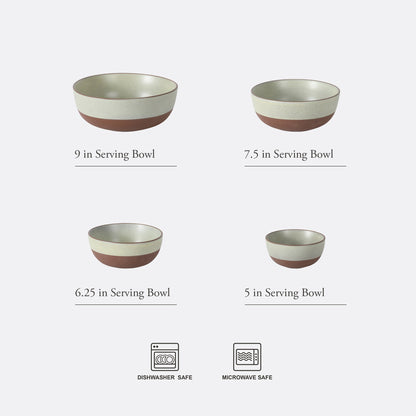 Gibson Elite William Crest 4 Piece Nesting Bowl Set, Round Stoneware Mixing Bowls, Reactive Glaze Finish, 5”, 6.25”, 7.5”, 9”, Prep & Serving Bowls, Microwave & Dishwasher Safe - Green
