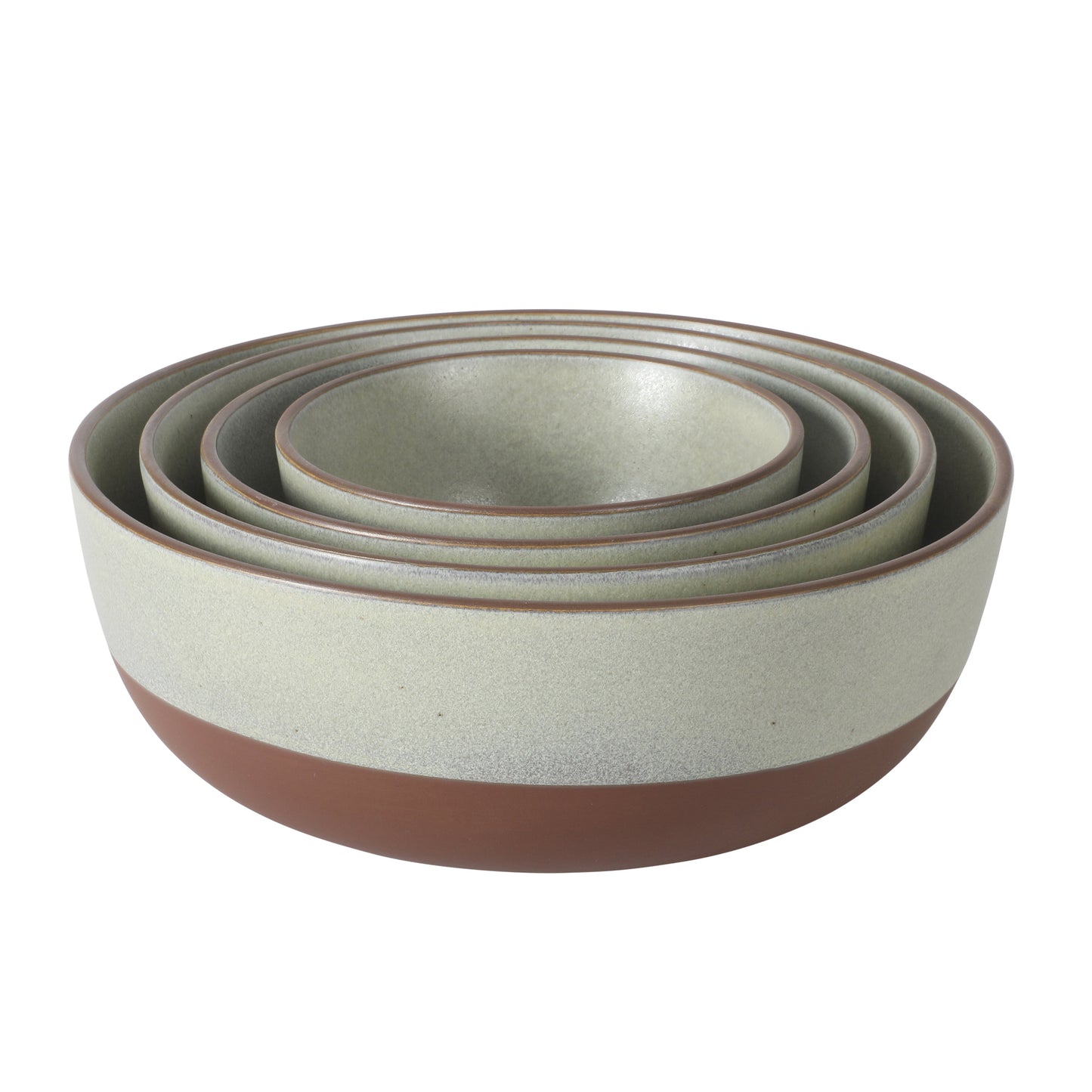 Gibson Elite William Crest 4 Piece Nesting Bowl Set, Round Stoneware Mixing Bowls, Reactive Glaze Finish, 5”, 6.25”, 7.5”, 9”, Prep & Serving Bowls, Microwave & Dishwasher Safe - Green