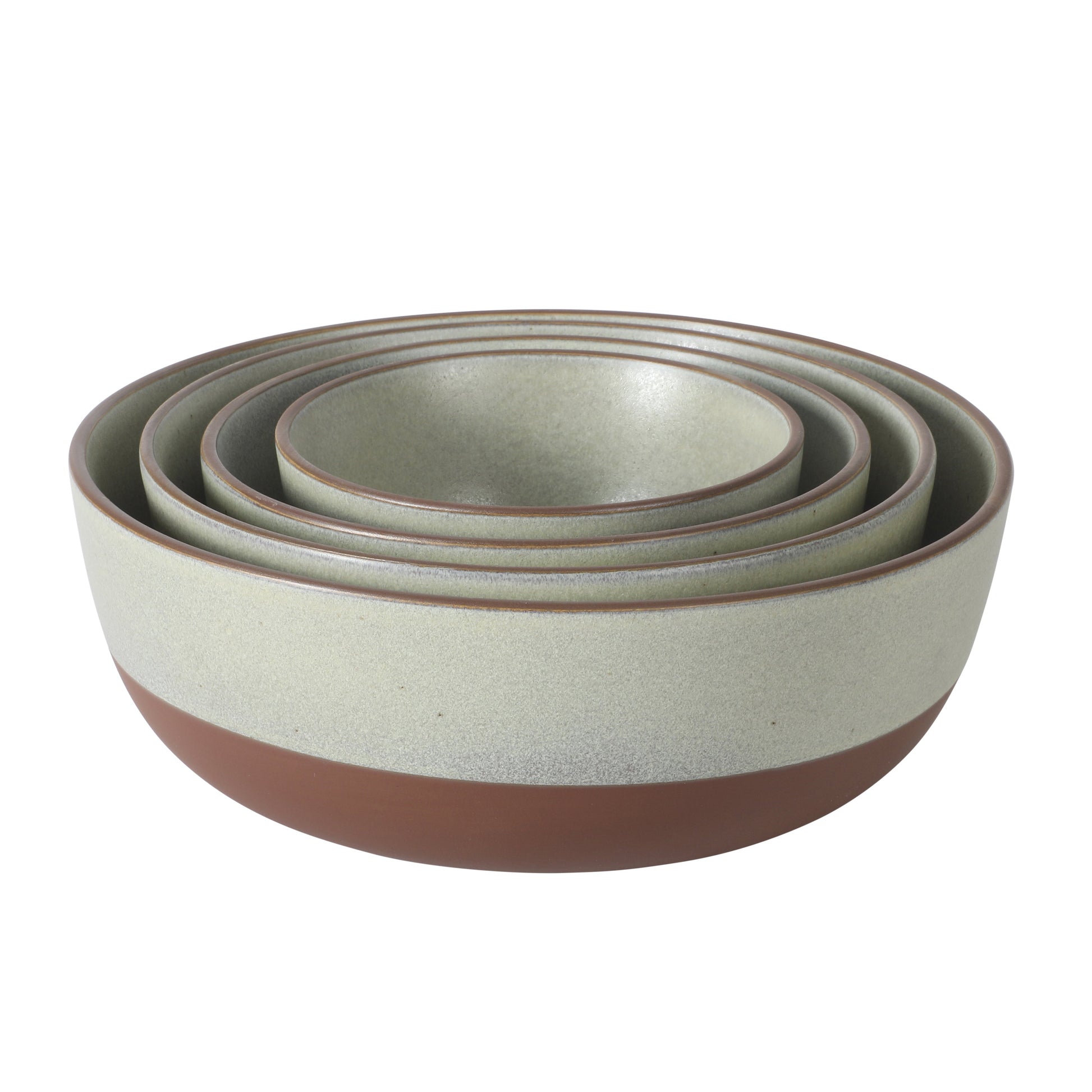 Gibson Elite William Crest 4 Piece Nesting Bowl Set, Round Stoneware Mixing Bowls, Reactive Glaze Finish, 5”, 6.25”, 7.5”, 9”, Prep & Serving Bowls, Microwave & Dishwasher Safe - Green