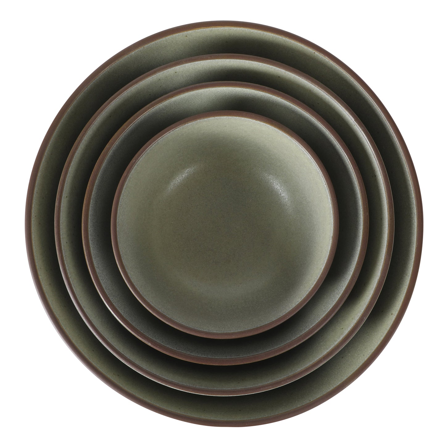 Gibson Elite William Crest 4 Piece Nesting Bowl Set, Round Stoneware Mixing Bowls, Reactive Glaze Finish, 5”, 6.25”, 7.5”, 9”, Prep & Serving Bowls, Microwave & Dishwasher Safe - Green