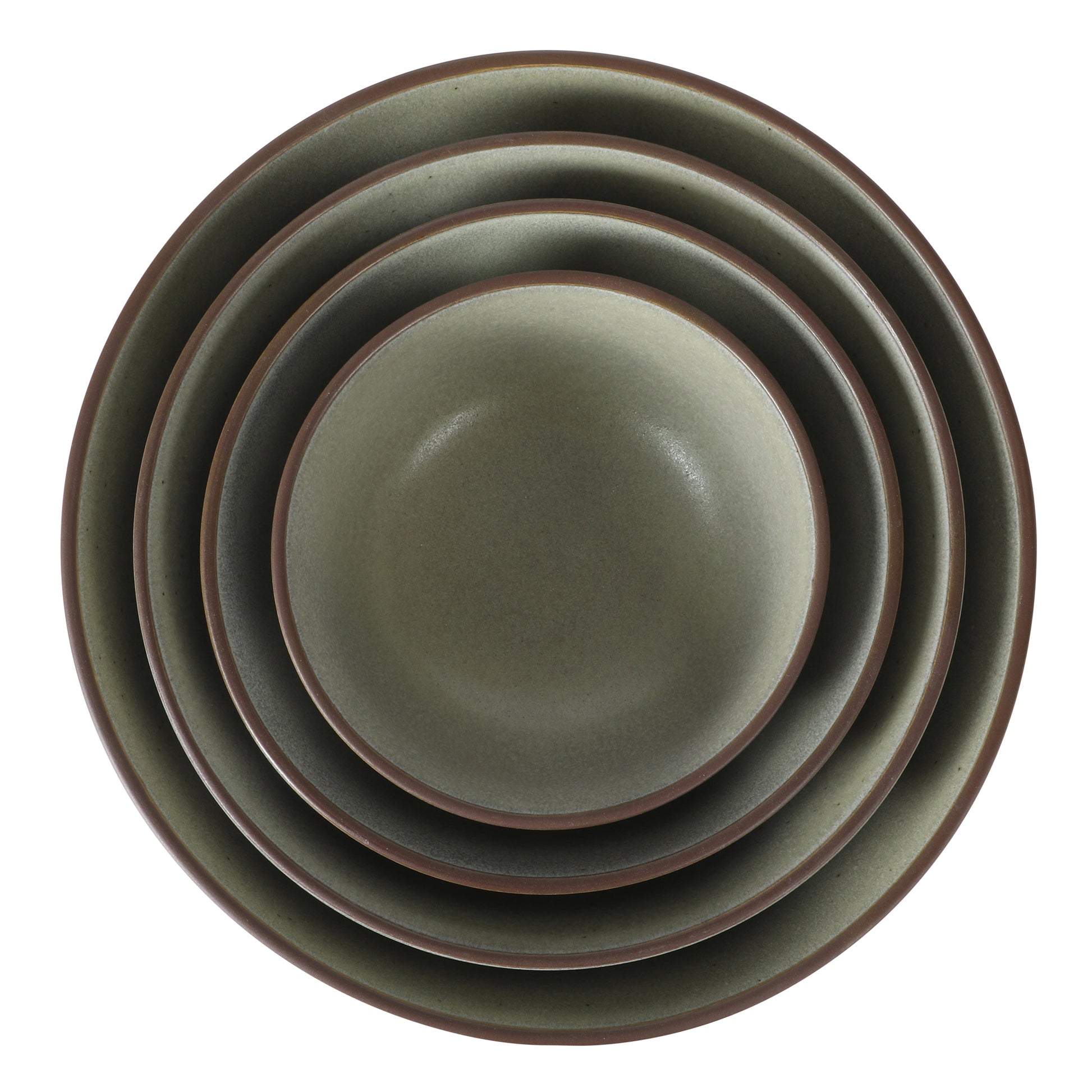Gibson Elite William Crest 4 Piece Nesting Bowl Set, Round Stoneware Mixing Bowls, Reactive Glaze Finish, 5”, 6.25”, 7.5”, 9”, Prep & Serving Bowls, Microwave & Dishwasher Safe - Green