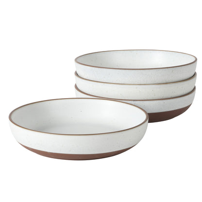 Gibson Elite William Crest 4 Piece Dinner Bowl Set, 8.5” Round Stoneware Bowls, Reactive Glaze Finish, Large Soup, Pasta & Salad Bowls, Microwave & Dishwasher Safe