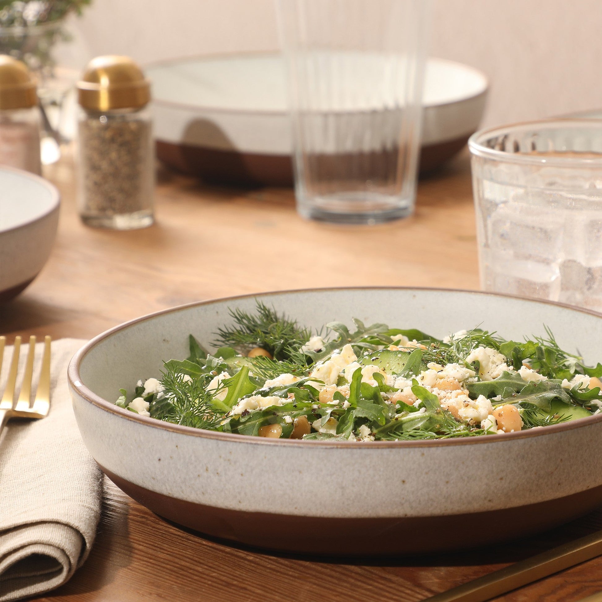 Gibson Elite William Crest 4 Piece Dinner Bowl Set, 8.5” Round Stoneware Bowls, Reactive Glaze Finish, Large Soup, Pasta & Salad Bowls, Microwave & Dishwasher Safe