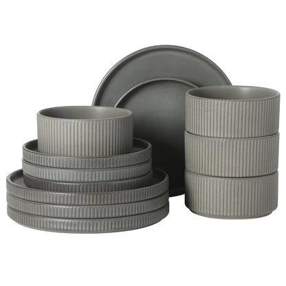 Gibson Elite Townscape Plates and Bowls 12 Piece Dinnerware Set, Service for 4