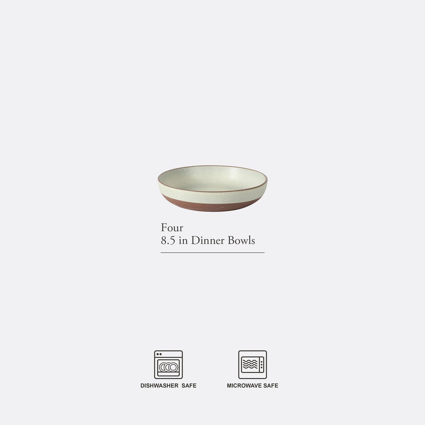 Gibson Elite William Crest 4 Piece Dinner Bowl Set, 8.5” Round Stoneware Bowls, Reactive Glaze Finish, Large Soup, Pasta & Salad Bowls, Microwave & Dishwasher Safe