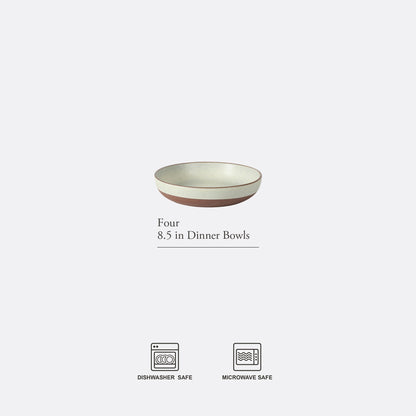 Gibson Elite William Crest 4 Piece Dinner Bowl Set, 8.5” Round Stoneware Bowls, Reactive Glaze Finish, Large Soup, Pasta & Salad Bowls, Microwave & Dishwasher Safe