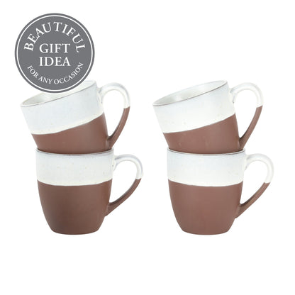 Gibson Elite William Crest 4 Piece Coffee Mug Set, 15oz Stoneware Cups, Reactive Glaze Finish, Round Large Coffee Mugs, Microwave & Dishwasher Safe