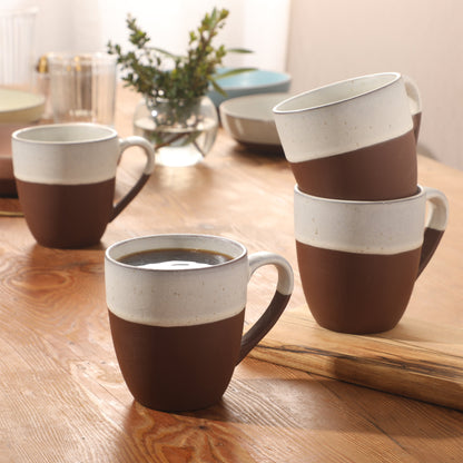 Gibson Elite William Crest 4 Piece Coffee Mug Set, 15oz Stoneware Cups, Reactive Glaze Finish, Round Large Coffee Mugs, Microwave & Dishwasher Safe