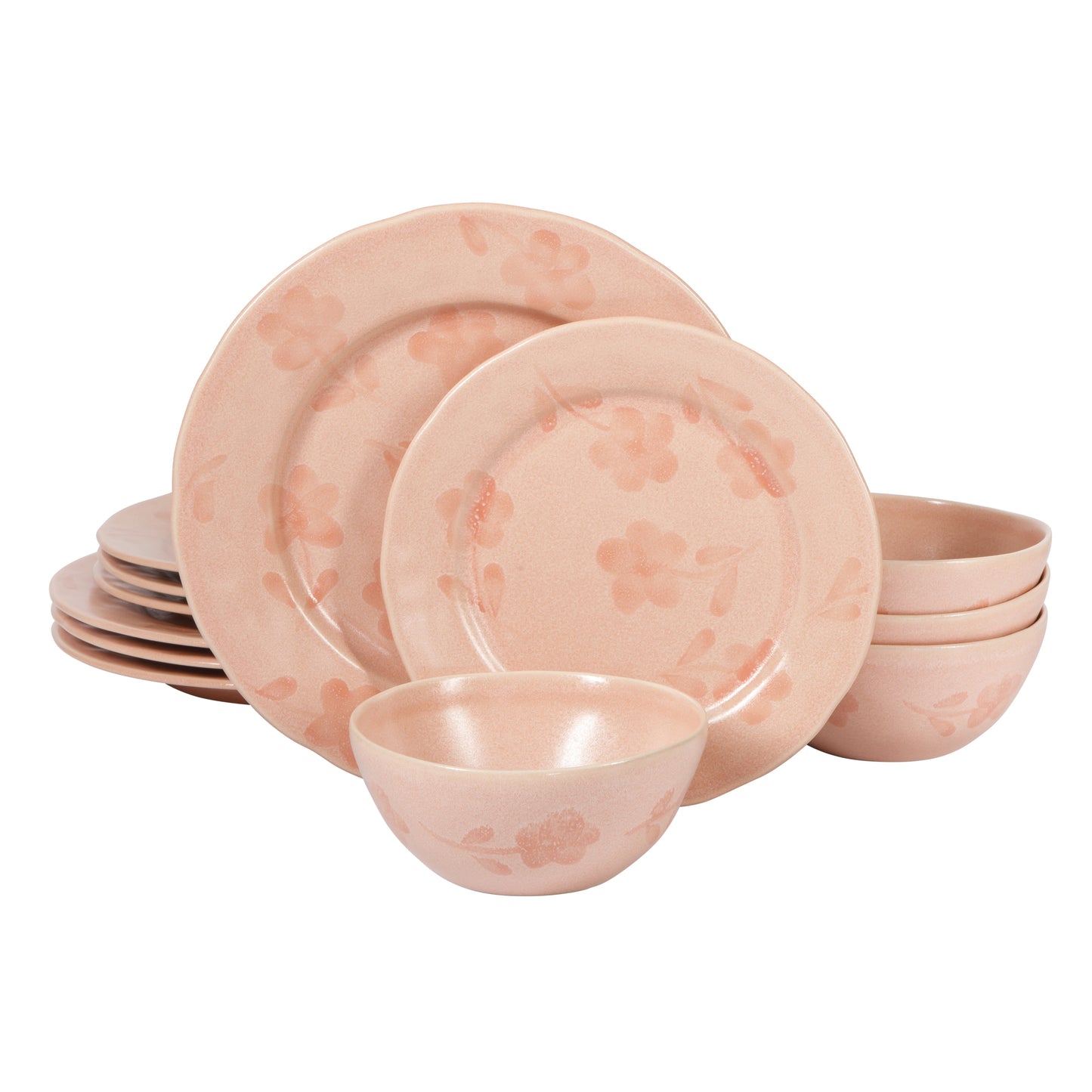 Bloomhouse - 2 Time Oprah's Favorite Things - Made in Portugal Hand Painted Dinnerware Set - Porto Petals 12 Piece (Service for 4) Floral Plates and Bowls Set