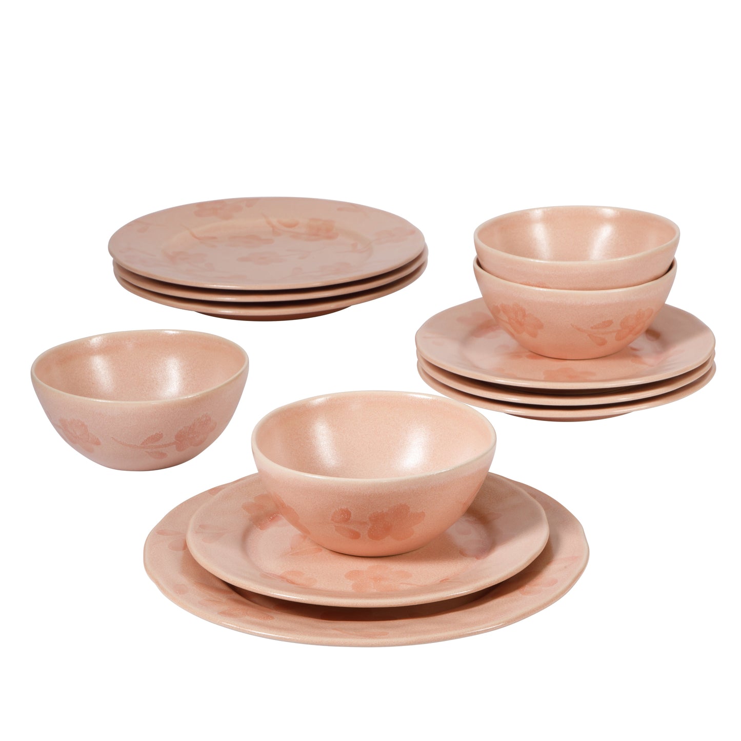 Bloomhouse - 2 Time Oprah's Favorite Things - Made in Portugal Hand Painted Dinnerware Set - Porto Petals 12 Piece (Service for 4) Floral Plates and Bowls Set