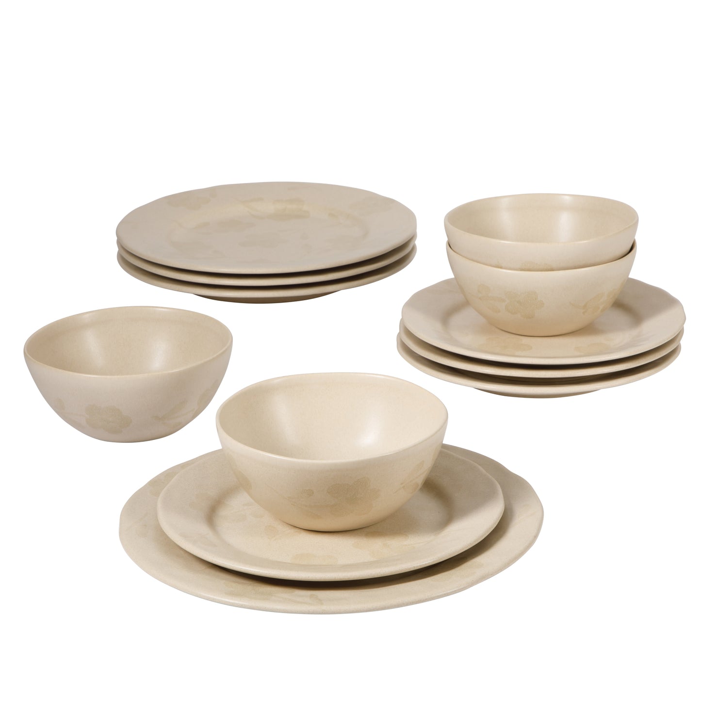 Bloomhouse - 2 Time Oprah's Favorite Things - Made in Portugal Hand Painted Dinnerware Set - Porto Petals 12 Piece (Service for 4) Floral Plates and Bowls Set