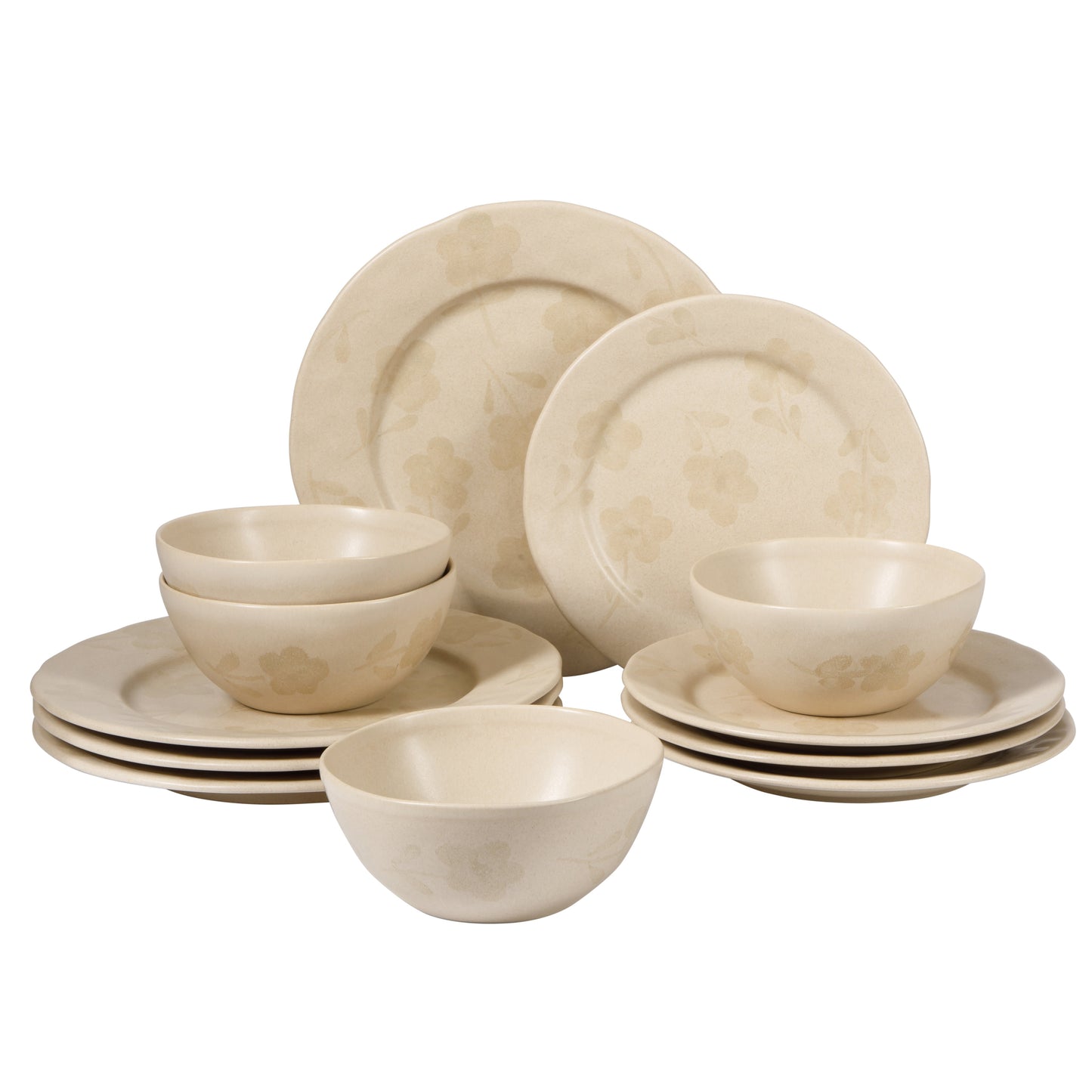 Bloomhouse - 2 Time Oprah's Favorite Things - Made in Portugal Hand Painted Dinnerware Set - Porto Petals 12 Piece (Service for 4) Floral Plates and Bowls Set