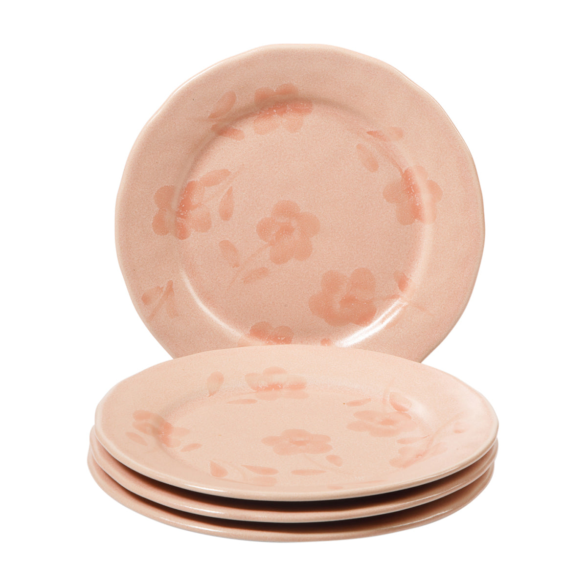 Bloomhouse - 2 Time Oprah's Favorite Things - Made in Portugal Hand Painted 8.6 Inch Salad Plates Set of 4 - Porto Petals Floral Dessert Dish  Set - Lilly Cream