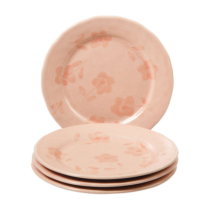 Bloomhouse - 2 Time Oprah's Favorite Things - Made in Portugal Hand Painted 8.6 Inch Salad Plates Set of 4 - Porto Petals Floral Dessert Dish  Set - Lilly Cream