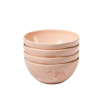 Bloomhouse - 2 Time Oprah's Favorite Things - Made in Portugal Hand Painted 6.4 Inch Cereal Bowls Set of 4 - Porto Petals Floral Soup Bowl Set - Blush Pink