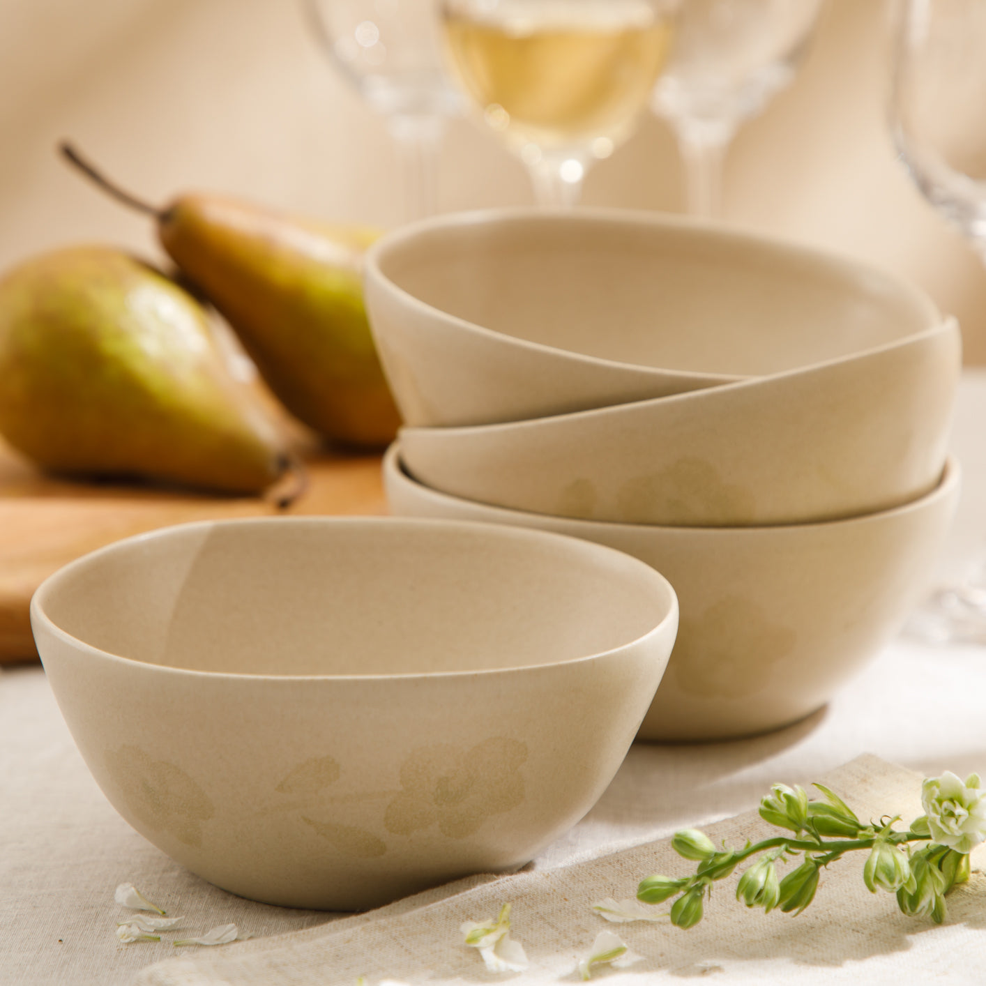 Bloomhouse - 2 Time Oprah's Favorite Things - Made in Portugal Hand Painted 6.4 Inch Cereal Bowls Set of 4 - Porto Petals Floral Soup Bowl Set - Blush Pink