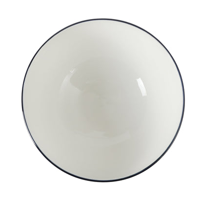 Gibson Home Castle Way 4-Piece Serving Bowl Set, 8 Inch Round Stoneware Bowls, Blue & White Assorted Pattern, Decorative Everyday Use