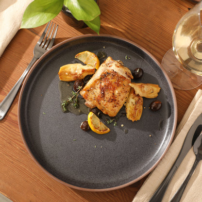 Gibson Elite Abbey Circle 12 Piece (Service for 4) Plates and Bowls Reactive Matte Glaze Dishes Stoneware Ceramic Dinnerware Set