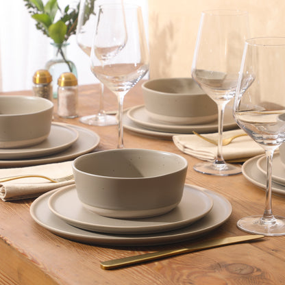 Gibson Elite Humphrey Lane 12 Piece (Service for 4) Plates and Bowls Reactive Glaze Dishes Stoneware Ceramic Dinnerware Set