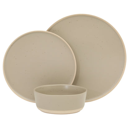 Gibson Elite Humphrey Lane 12 Piece (Service for 4) Plates and Bowls Reactive Glaze Dishes Stoneware Ceramic Dinnerware Set