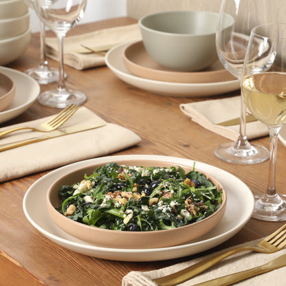 Gibson Elite Leeds Court Plates and Bowls Sets, 16-Piece Stoneware Dinnerware Sets, Round Speckle Reactive Glaze Dish Set, Service for 4