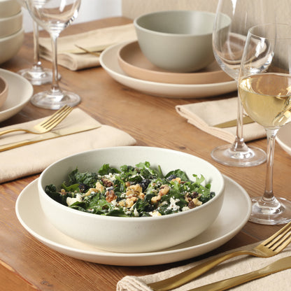 Gibson Elite Leeds Court Plates and Bowls Sets, 16-Piece Stoneware Dinnerware Sets, Round Speckle Reactive Glaze Dish Set, Service for 4