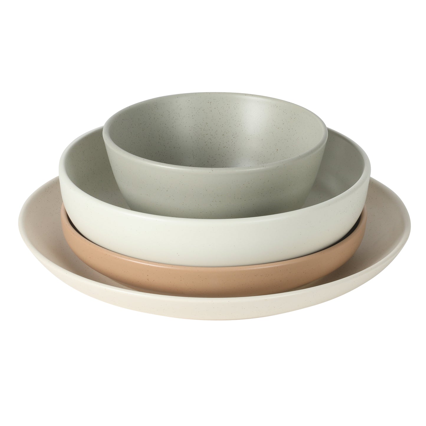 Gibson Elite Leeds Court Plates and Bowls Sets, 16-Piece Stoneware Dinnerware Sets, Round Speckle Reactive Glaze Dish Set, Service for 4