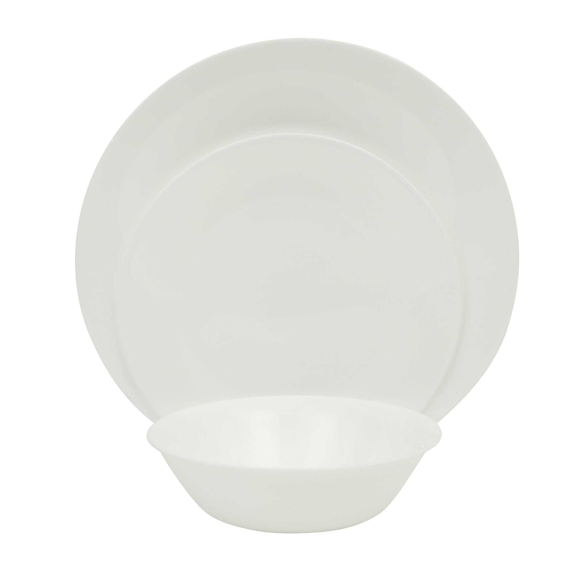 Gibson Home Vanilla Hills 12-Piece Opal Glass Dinnerware Set, Service for 4 – Includes 10" Dinner Plates, 8.5" Salad Plates & Bowls – Microwave Safe, Dishwasher Safe, Chip Resistant – White, Round