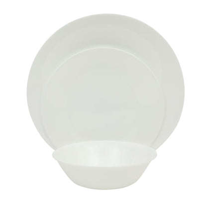 Gibson Home Vanilla Hills 12-Piece Opal Glass Dinnerware Set, Service for 4 – Includes 10" Dinner Plates, 8.5" Salad Plates & Bowls – Microwave Safe, Dishwasher Safe, Chip Resistant – White, Round