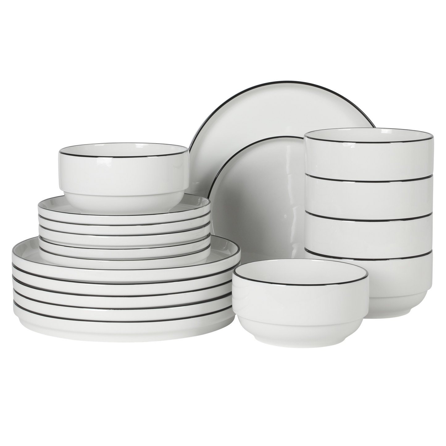 Gibson Home Rothernberg Stackable 18 Piece, Service for 6, Porcelain Plates and Bowls Set