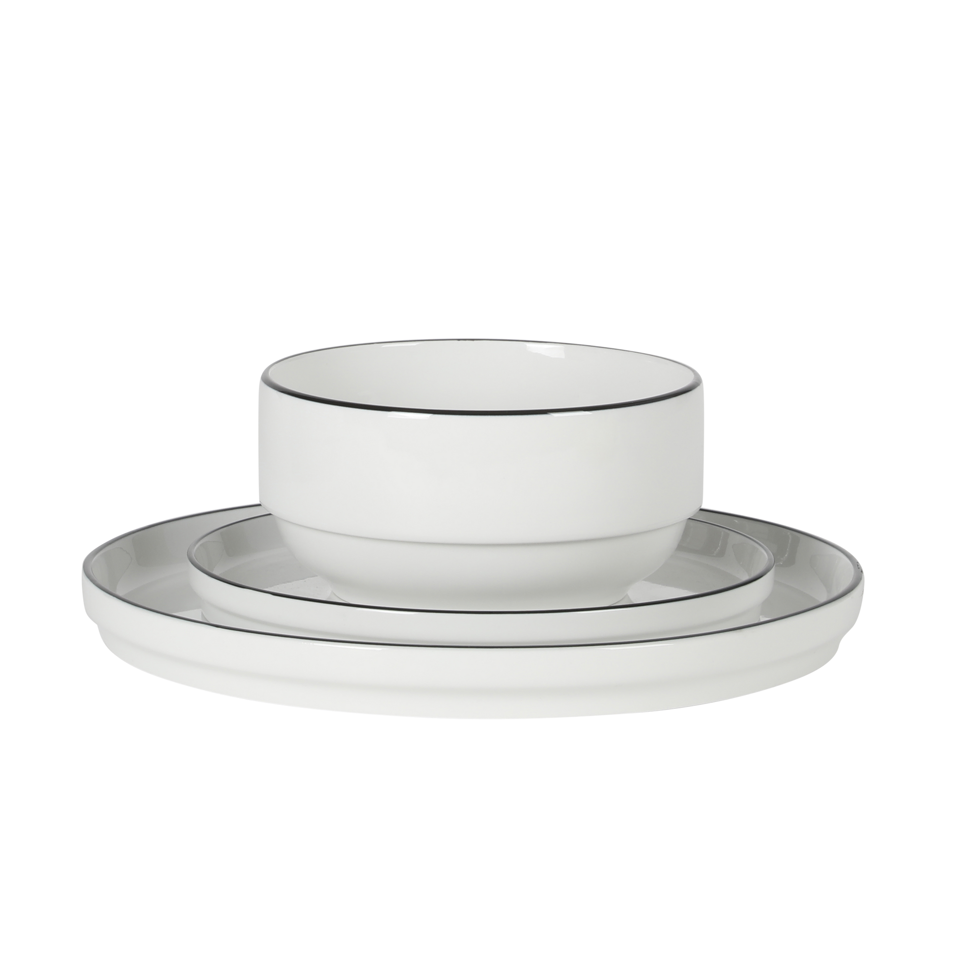 Gibson Home Rothernberg Stackable 18 Piece, Service for 6, Porcelain Plates and Bowls Set