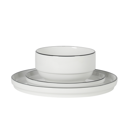 Gibson Home Rothernberg Stackable 18 Piece, Service for 6, Porcelain Plates and Bowls Set