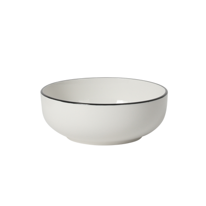 Gibson Home Havenstone 12-Piece Porcelain Dinnerware Set – Dinner Plates, Salad Plates & Bowls, Classic White With Black Rim Everyday Dish Set for Home, Kitchen, Microwave & Dishwasher Safe