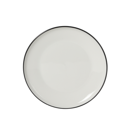 Gibson Home Havenstone 12-Piece Porcelain Dinnerware Set – Dinner Plates, Salad Plates & Bowls, Classic White With Black Rim Everyday Dish Set for Home, Kitchen, Microwave & Dishwasher Safe