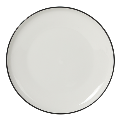 Gibson Home Havenstone 12-Piece Porcelain Dinnerware Set – Dinner Plates, Salad Plates & Bowls, Classic White With Black Rim Everyday Dish Set for Home, Kitchen, Microwave & Dishwasher Safe