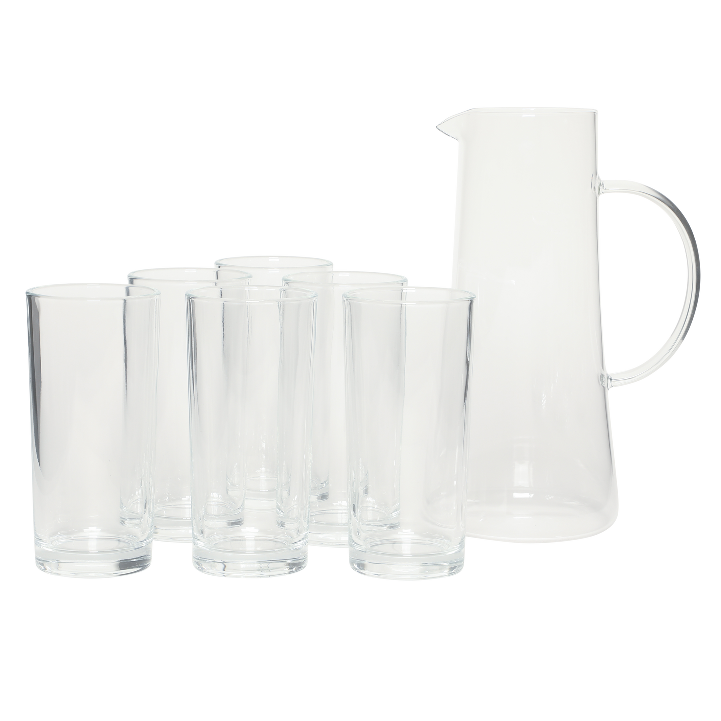 Gibson Home Boozy Brunch 7 Piece Glass Pitcher & Tumbler Set – 1.5L Pitcher with Six 13–14oz Tumblers, Everyday Beverage & Entertaining Drinkware Set, Dishwasher Safe