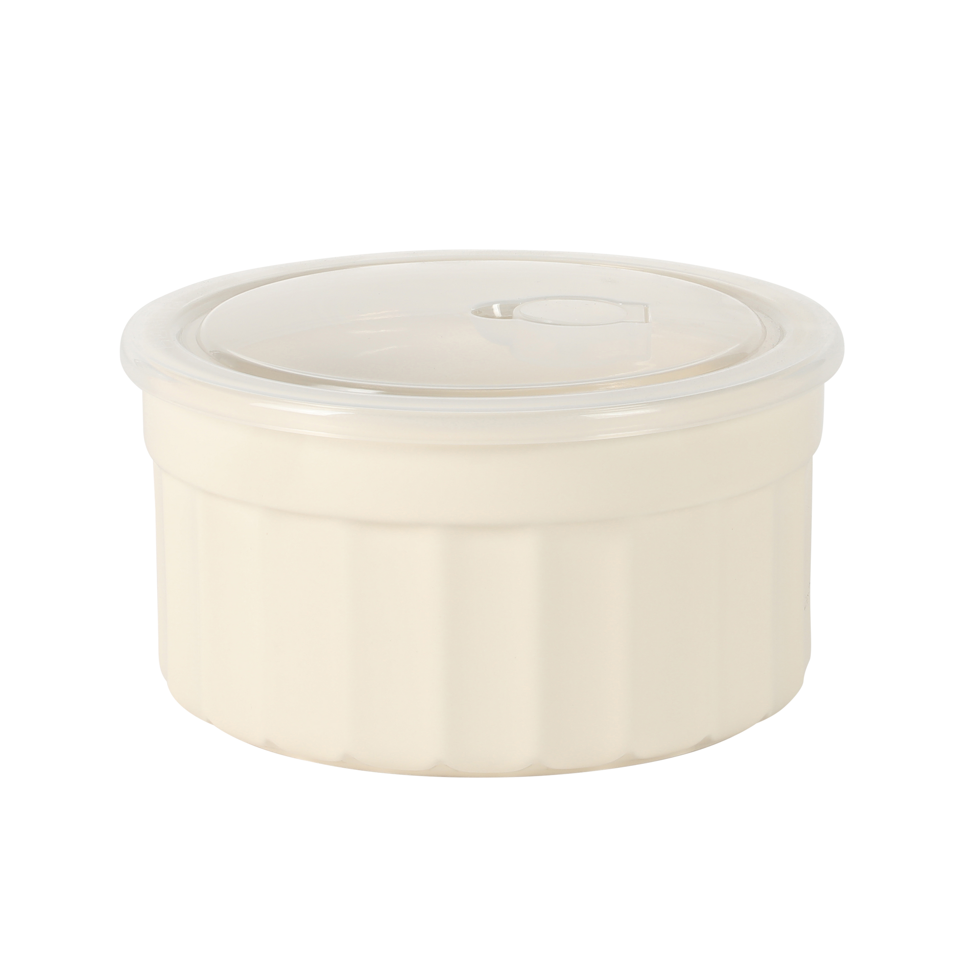 Martha Stewart Broadbrook 6 Piece Stoneware Meal Prep Container Set with Lids, Rectangular/Round Food Storage & Bakeware, Cream, Oven, Microwave & Dishwasher Safe