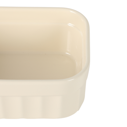 Martha Stewart Broadbrook 6 Piece Stoneware Meal Prep Container Set with Lids, Rectangular/Round Food Storage & Bakeware, Cream, Oven, Microwave & Dishwasher Safe