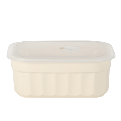 Martha Stewart Broadbrook 6 Piece Stoneware Meal Prep Container Set with Lids, Rectangular/Round Food Storage & Bakeware, Cream, Oven, Microwave & Dishwasher Safe