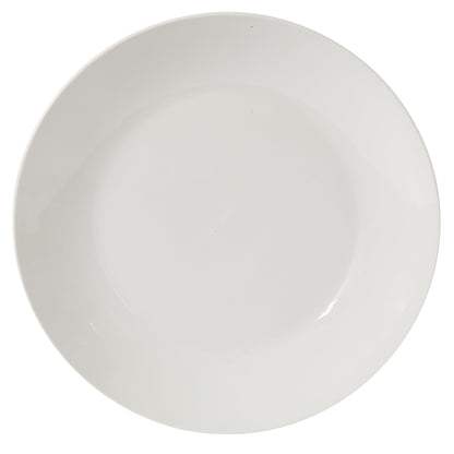 Gibson Home 17-Piece Porcelain Plates and Bowls Set W/Metal Rack - Plates, Bowls & Mugs Dinnerware Set for 4 - White