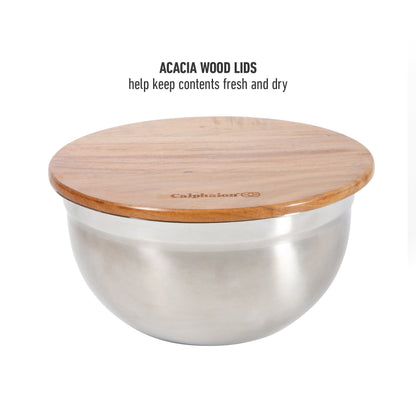 Calphalon Orbit 3 Piece Mixing Bowl Set W/ Acacia Wood Lids