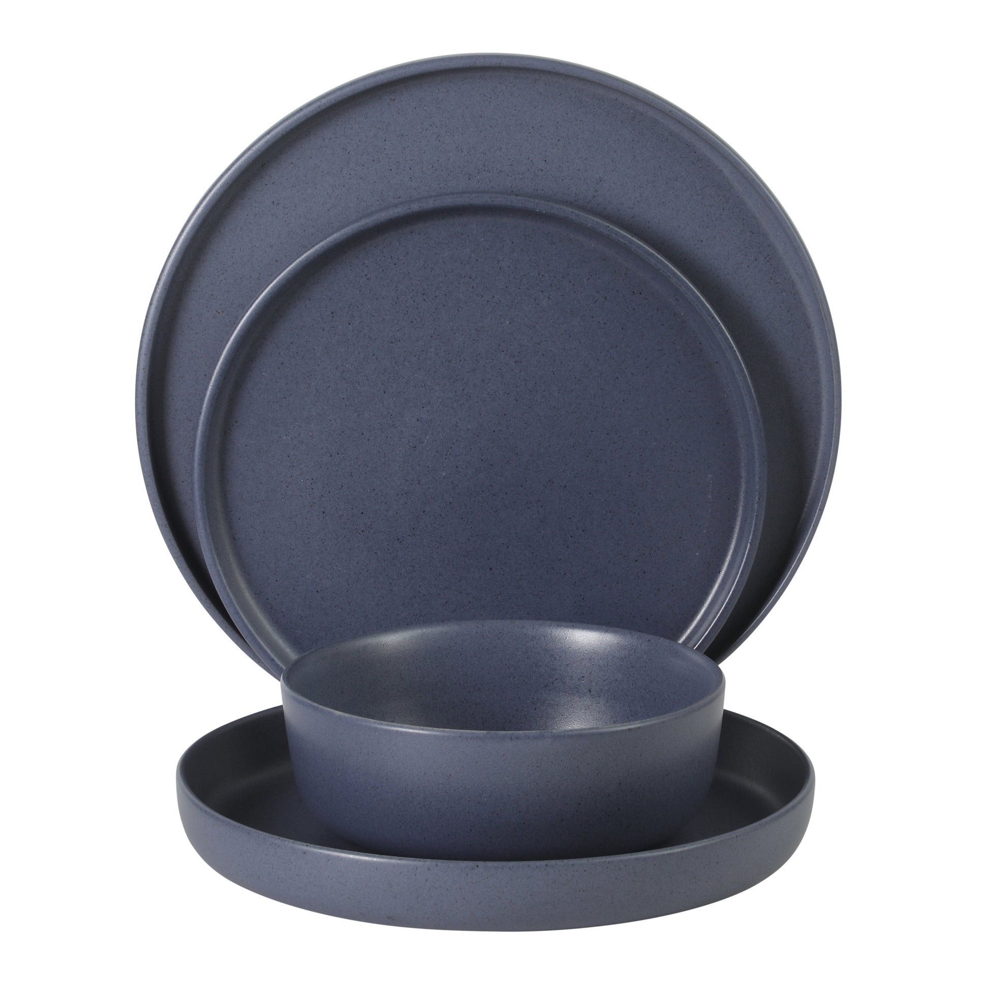 Gibson Elite Bayou Moon Plates and Bowls Sets, 16-Piece Matte Stoneware Dinnerware Sets, Solid Color Reactive Glaze Dish Set, Service for 4