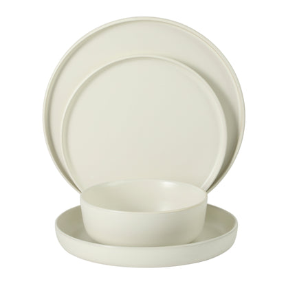 Gibson Elite Bayou Moon Plates and Bowls Sets, 16-Piece Matte Stoneware Dinnerware Sets, Solid Color Reactive Glaze Dish Set, Service for 4