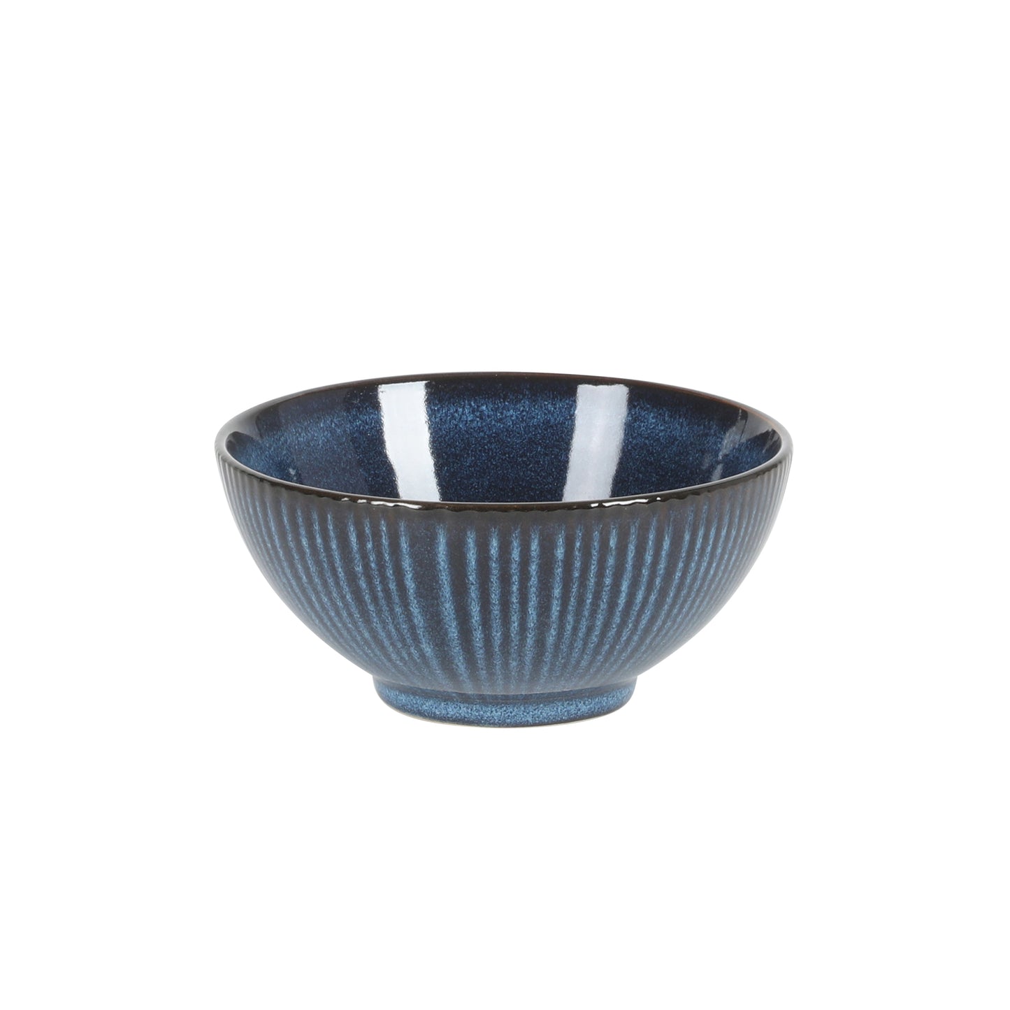 Gibson Elite Midnight Luna Plates and Bowls Sets, 12-Piece Stoneware Dinnerware Sets, Reactive Glaze Dish Set - Blue