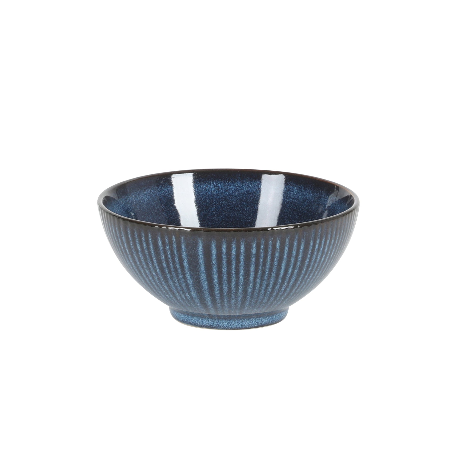Gibson Elite Midnight Luna Plates and Bowls Sets, 12-Piece Stoneware Dinnerware Sets, Reactive Glaze Dish Set - Blue