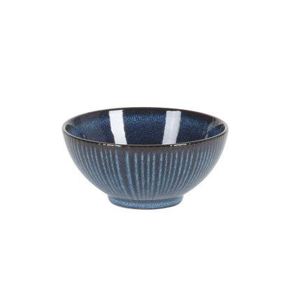 Gibson Elite Midnight Luna Plates and Bowls Sets, 12-Piece Stoneware Dinnerware Sets, Reactive Glaze Dish Set - Blue